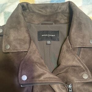 Banana Republic Dark Olive Green Faux Leather Jacket size XXL